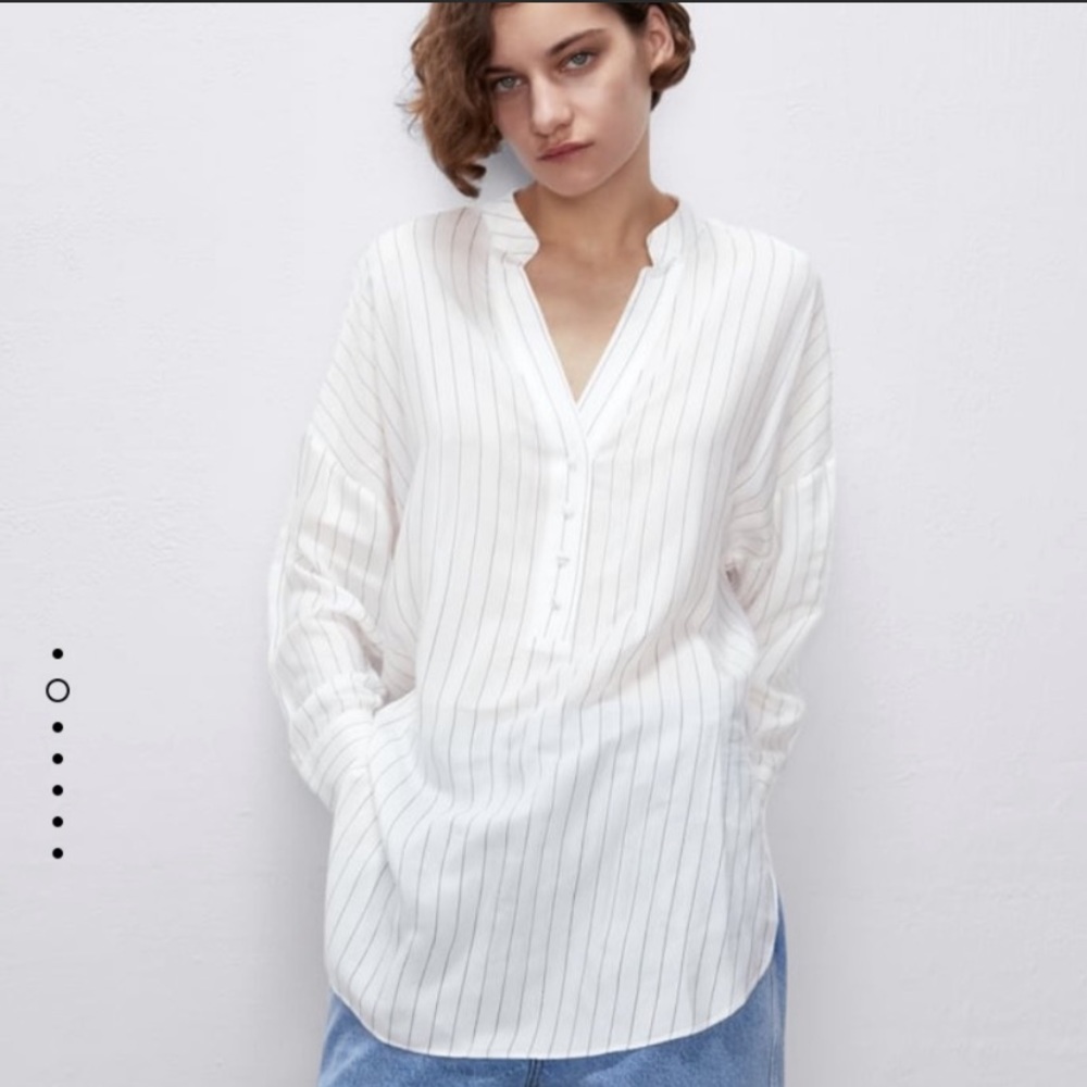 NWT Zara white and black stripe shirt